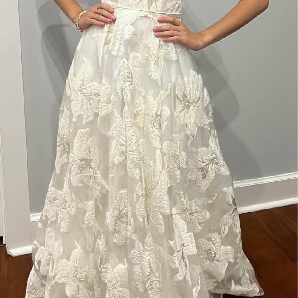 Sherri Hill Cream Floral Gown